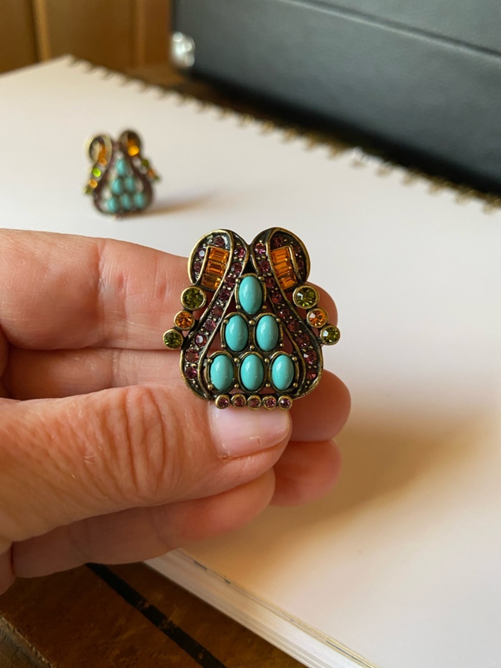 Heidi Daus Turquoise and Purple Multi-Colour Clip Earrings - Picture 9 of 17